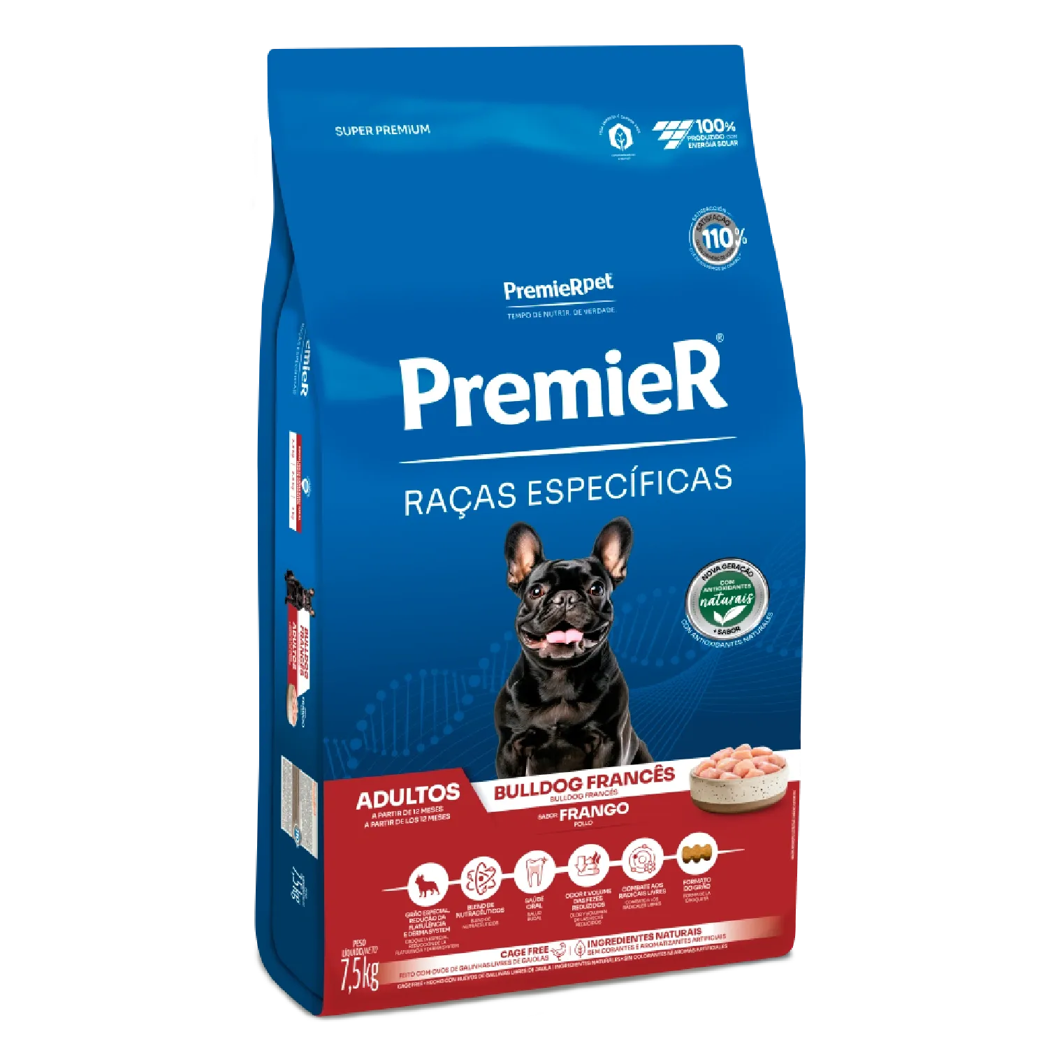Racao Premier Racas Especificas Bulldog Frances Adultos Frango 7.5kg lateral